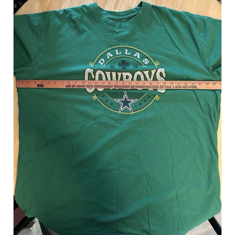 Dallas Cowboys St Patrick’s Day Green T Shirt 3XLT Big Tall NFL Tee Shamrock - Picture 7 of 13